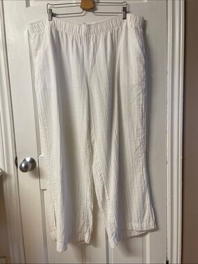 Old Navy white high rise wide leg crinkle gauzy summer pants women’s size 2X
